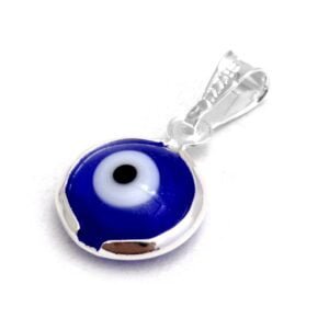 DIJE OJO PROTECTOR AZUL ACERO BLANCO 7 MM (D15362)