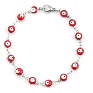 PULSERA OJO PROTECTOR ROJA ACERO QUIRÚRGICO 20 CM (P33564)