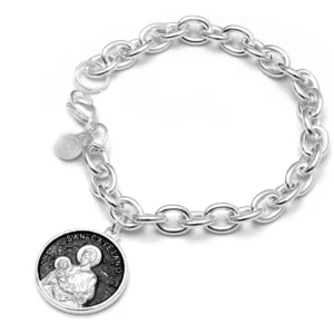 PULSERA CON MEDALLA SAN CAYETANO ACERO BLANCO 20 CM (P3018)