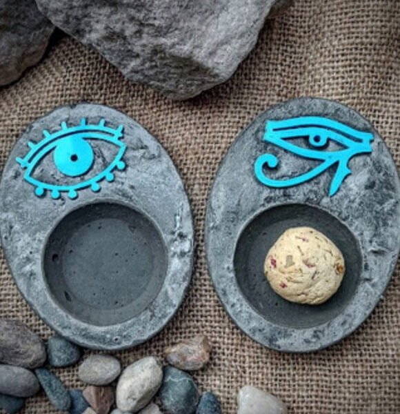 Cuenco sahumador y portasahumerio oval con diseños surtidos