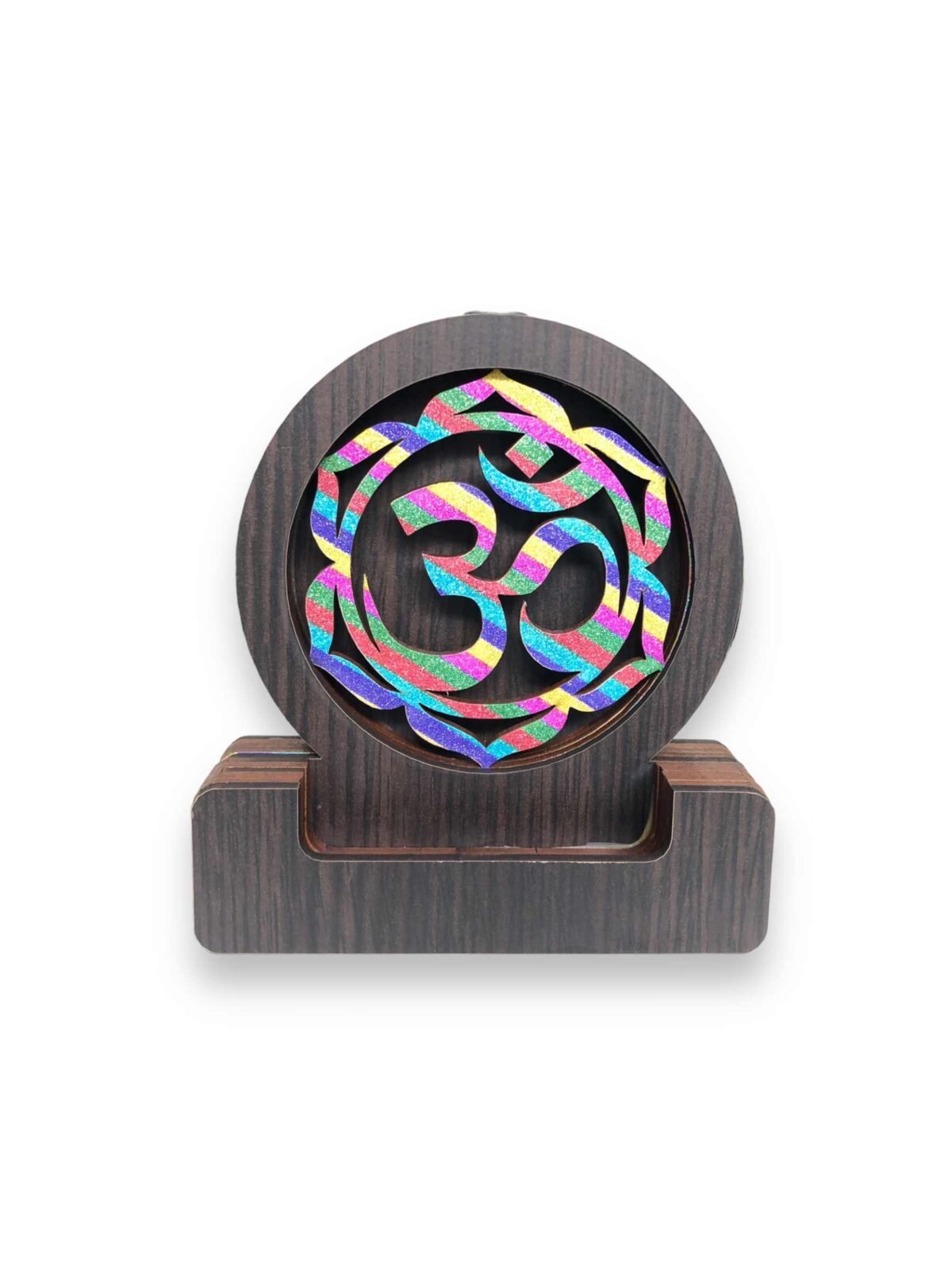 Cascada fuente de humo mdf brillosa mandala ohm grabado 13 cm