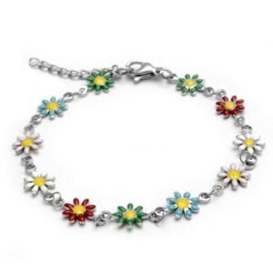 PULSERA CON FLORES DE COLORES ACERO QUIRÚRGICO 19 CM (P29534)