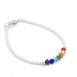 PULSERA CRISTAL BLANCO 7 CHAKRAS 18 CM ACERO BLANCO (P35264)