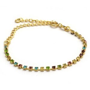 PULSERA MULTICOLOR STRASS ACERO DORADO (PP58212)