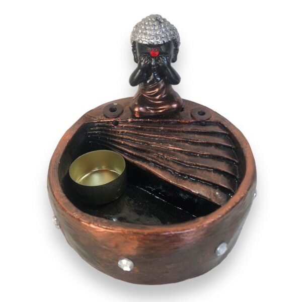 Cascada dehumo Buda con plato  10x12 cm