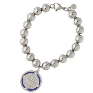 PULSERA CON MEDALLA SAN BENITO ACERO QUIRURGICO (P3118)