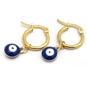 AROS COLGANTE OJO PROTECTOR AZUL ACERO DORADO (A33398B)