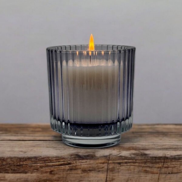 Vaso Rayado grande 9x10 cm cera vegetal aromatica Aromanza