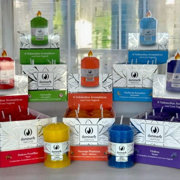 Veloncito aromatico caja x 6 unidades cera vegetal Iluminarte