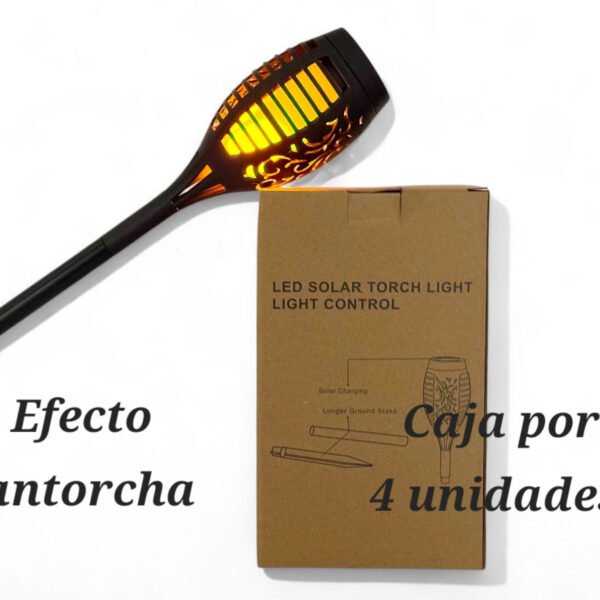 Antorcha para jardin solar 52 cm pack x 4 unidades