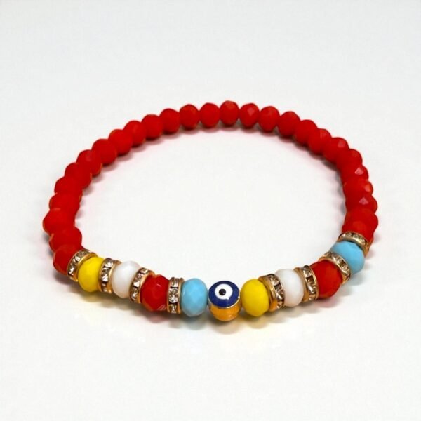 Pulsera ojo turco facetada con stras roja