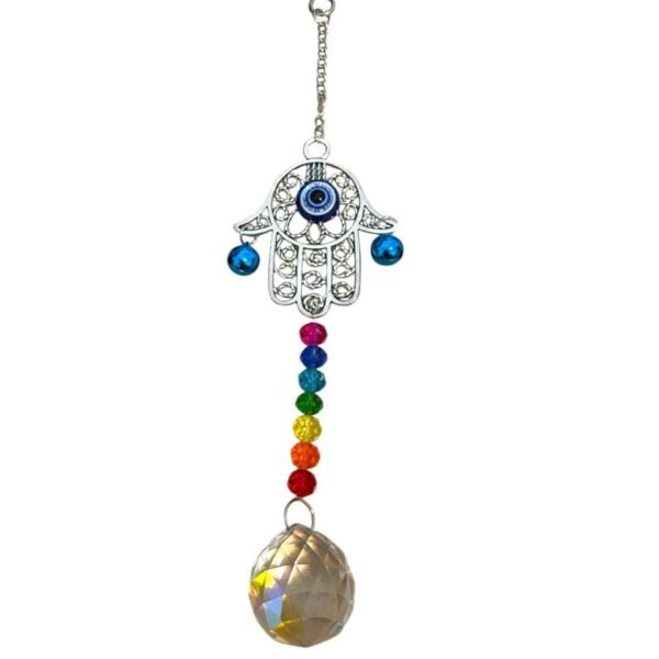 Armonizador mano ojo turco con cascabel 22 cm