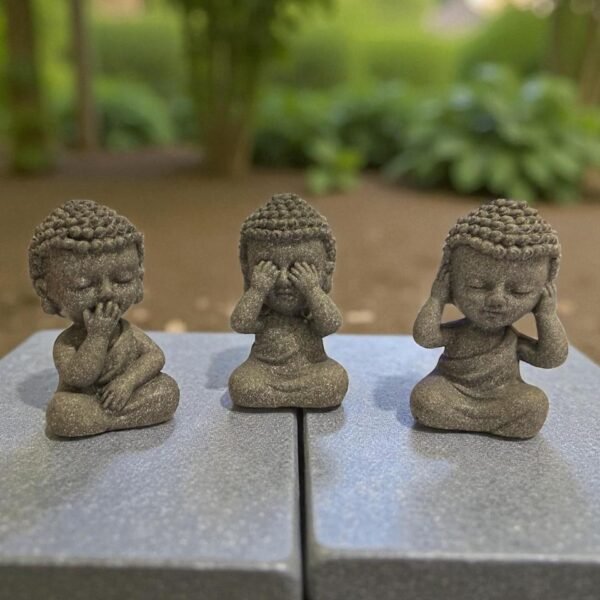 Budas expresiones resina x 3 unidades 7 cm