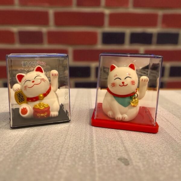 Gato de la fortuna mini caja cristal blanco 6,5 cm