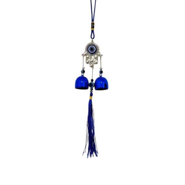 Llamador mini mano con ojo turco 2 campanas 30 cm