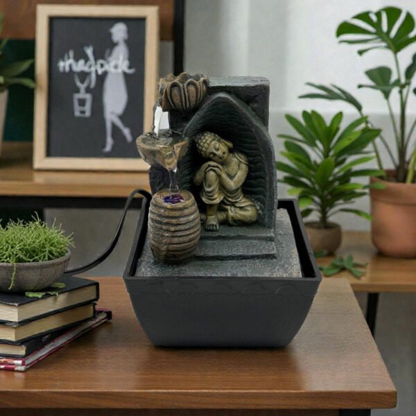 Fuente Buda dormido con led 18 cm