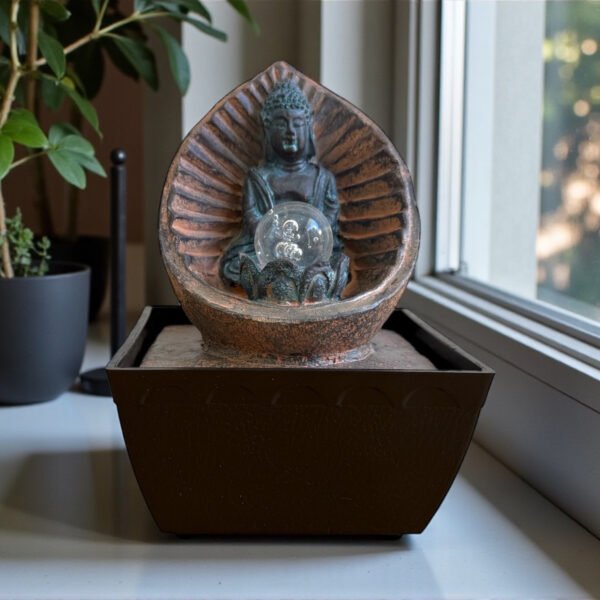 Fuente Buda caracola con led 18 cm