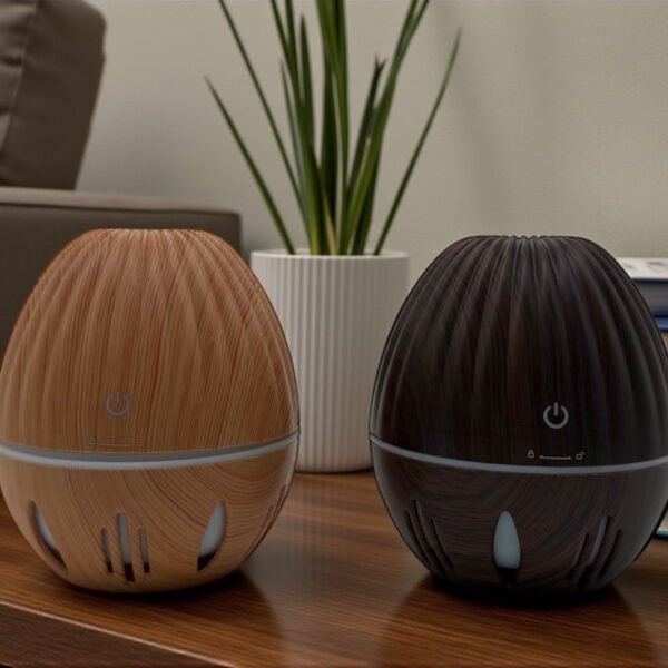 Humidificador rayado simil madera con filtro 11,5 cm