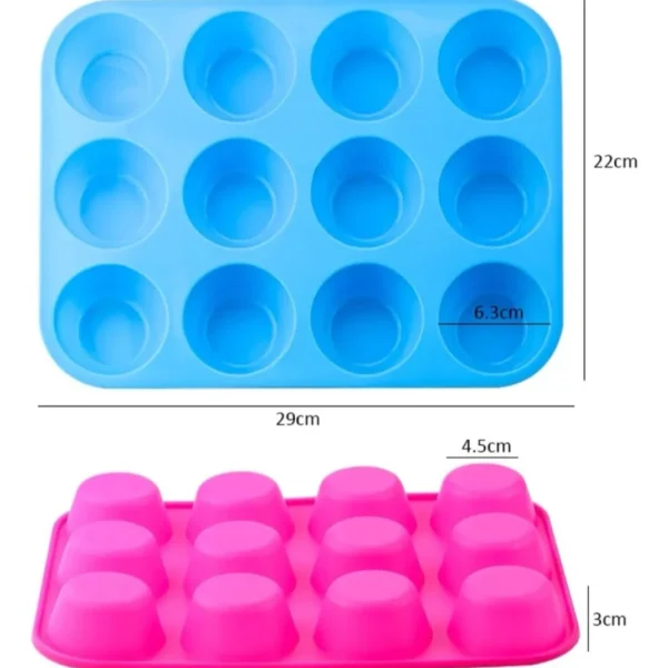 Molde silicona goma horno muffins cupcakes X12 Reposteria