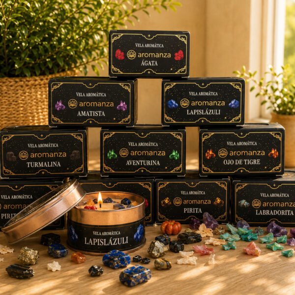 Velas aromaticas con cristales Aromanza
