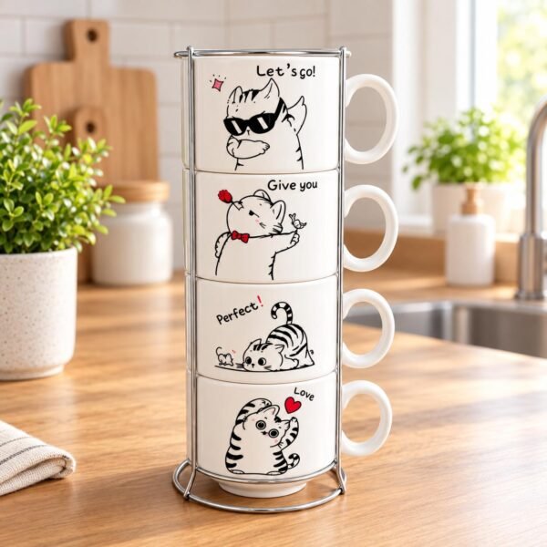 Tazas apilables x 4 unidades Gatitos
