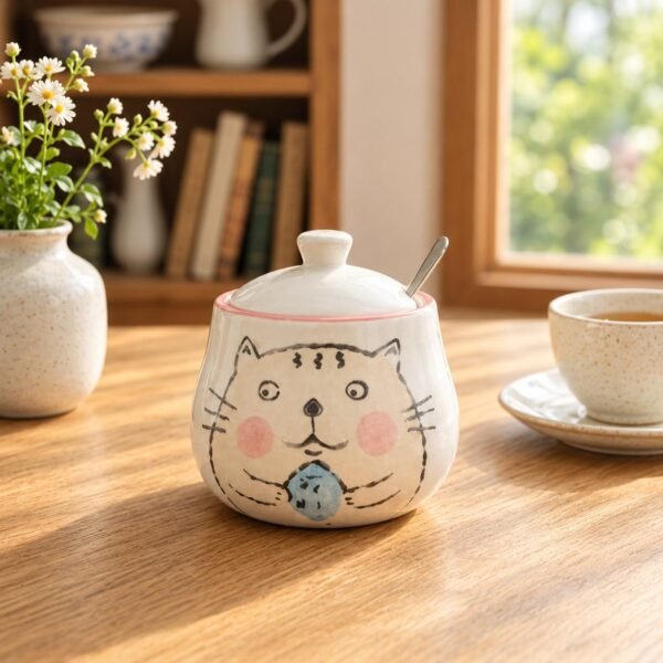 Azucarera gatito blanco ceramica