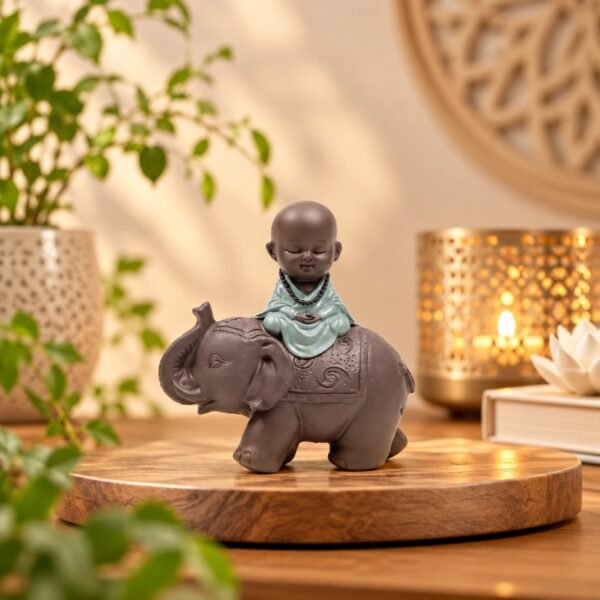 Buda con elefante resina 12 cm